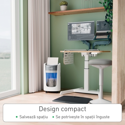 Distrugator Leitz IQ OptiMax Home Office, 225 Micro Cut P5, 15L, Alb